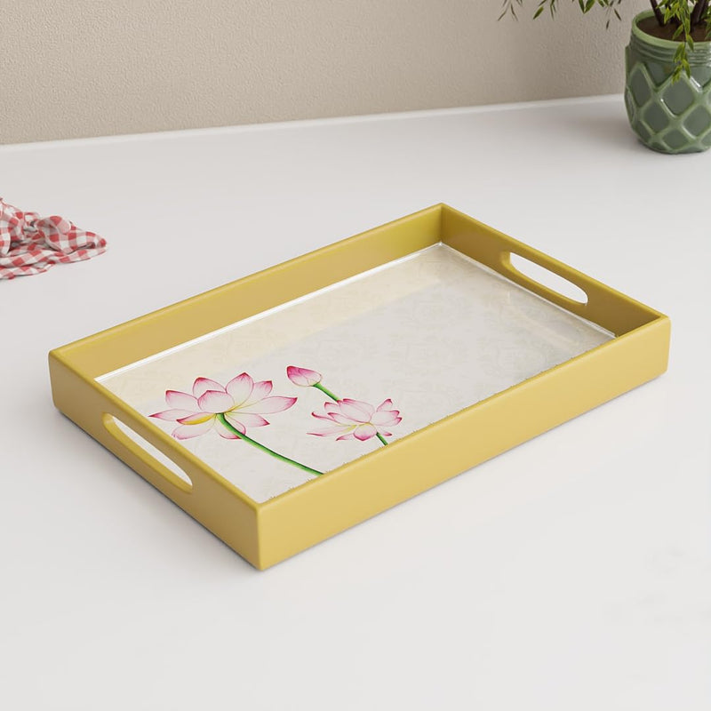 Lotus Wooden Serving Tray Set of 2