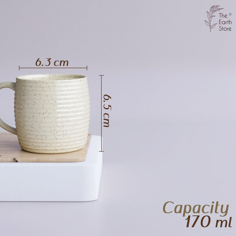 Cream Ring Ceramic Tea Cups Set of 6 - The Earth Store - Tea Sets