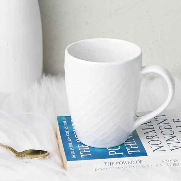 White Check Ceramic Coffee Mugs Set of 6