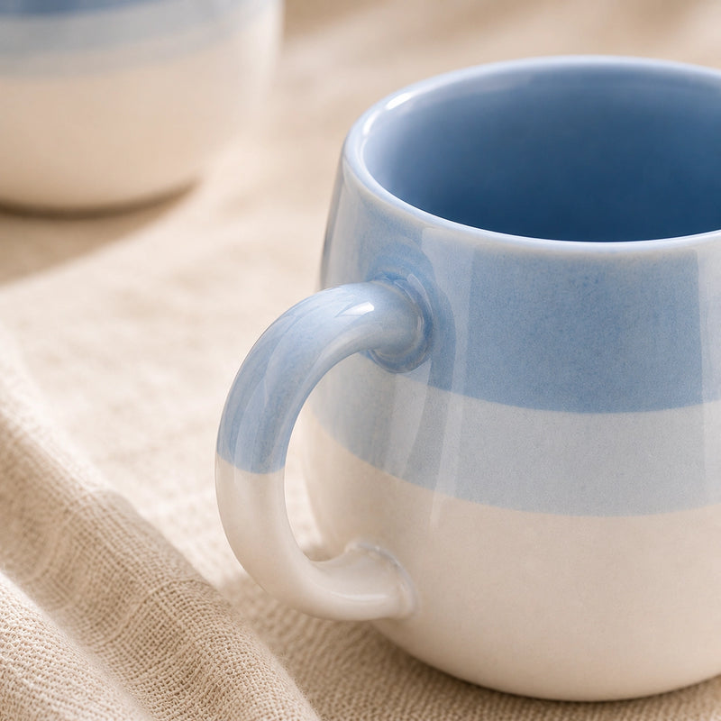 Tritone Sky Blue Ovule Shape Tea Cups Set of 6