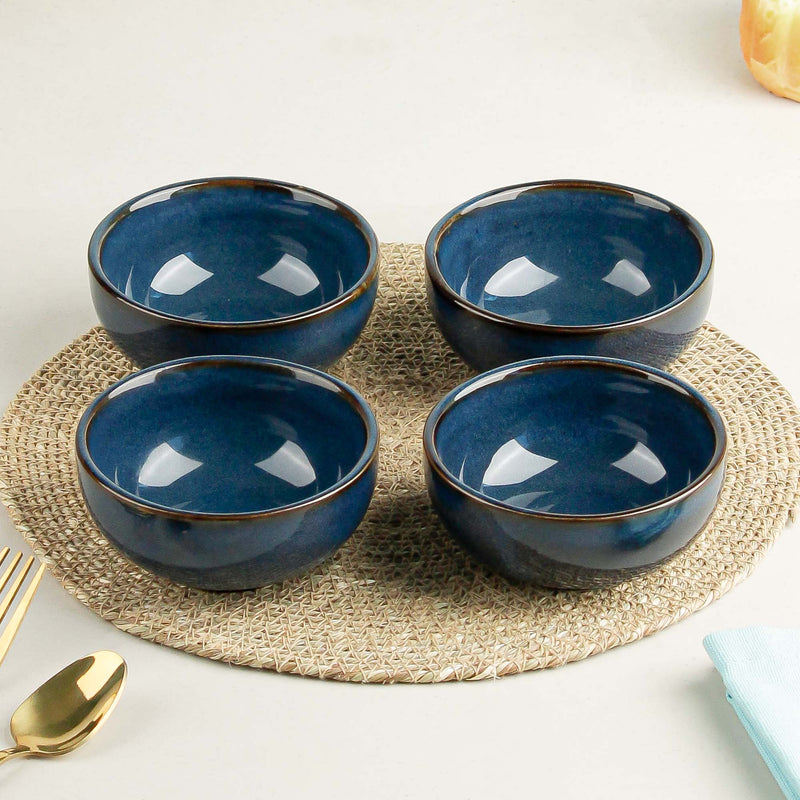 Galaxy Blue Ceramic Vegetable Bowl Set of 4, 150 ML