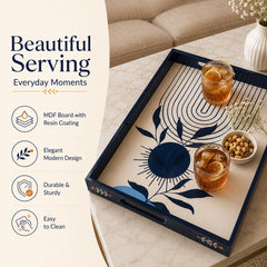 Indigo Botanica Wooden Serving Tray Set of 3