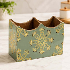 Emerald Heritage Wooden 2-Section Cutlery Holder