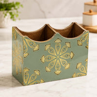 Emerald Heritage Wooden 2-Section Cutlery Holder