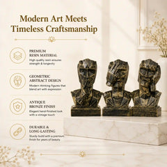 Geometric Mindful Thinker Sculpture Trio