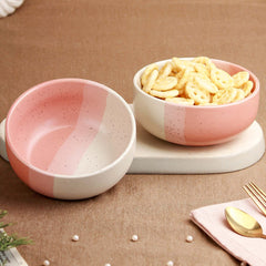Tritone Pink Matte Ceramic Mixing Bowl Set of 4 – 500ML