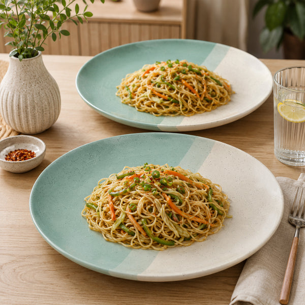 Tritone Green Matte Ceramic Set of 2 Dinner Plates