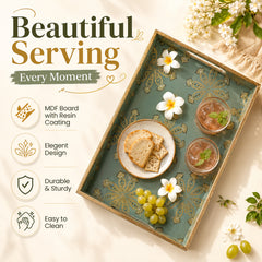 Emerald Heritage Wooden Serving Tray Set of 3
