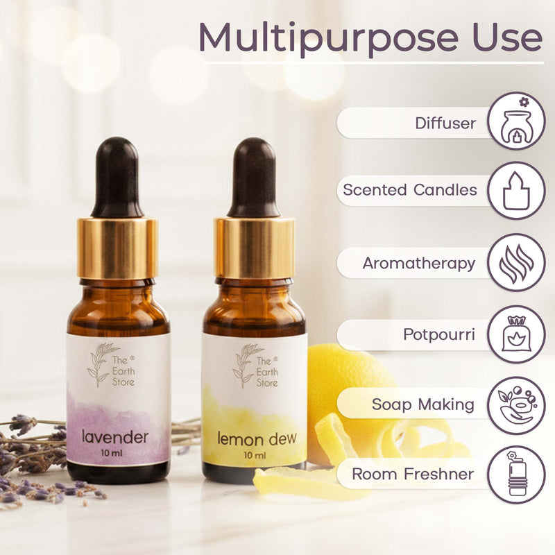 Lavender & Lemon Dew Aroma Diffuser Oil Set (10ml Each) – Calm & Fresh Duo