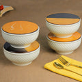 Cream Star Ceramic Bowl Set of 4 – 580ML with Lid