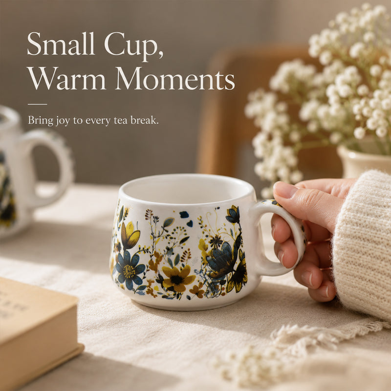 Botanical Meadow Ceramic Tea Set – 1000ML Teapot & 6 Cups