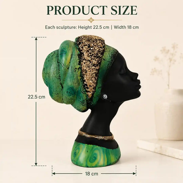 Regal Noir & Gold Sculptural Bust Duo