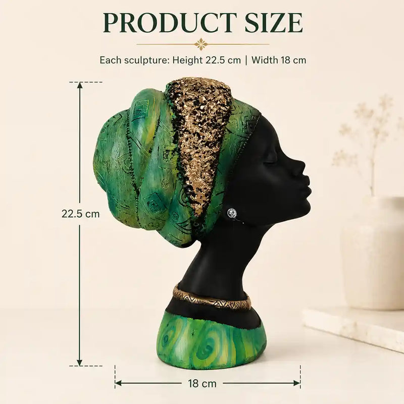 Regal Noir & Gold Sculptural Bust Duo