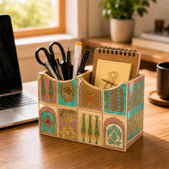 Mughal Heritage Wooden 2-Section Cutlery Holder