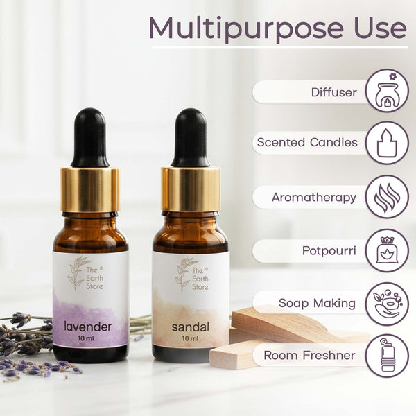 Lemon Dew & Sandal Aroma Diffuser Oil Set (10ml Each) – Energy & Grounding Duo