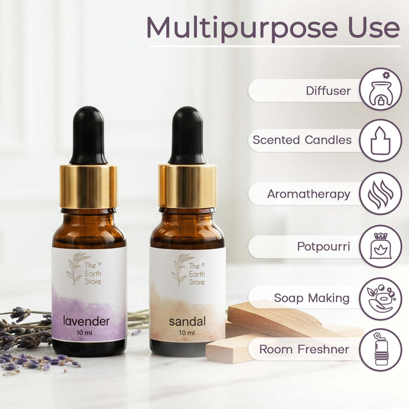 Lemon Dew & Sandal Aroma Diffuser Oil Set (10ml Each) – Energy & Grounding Duo