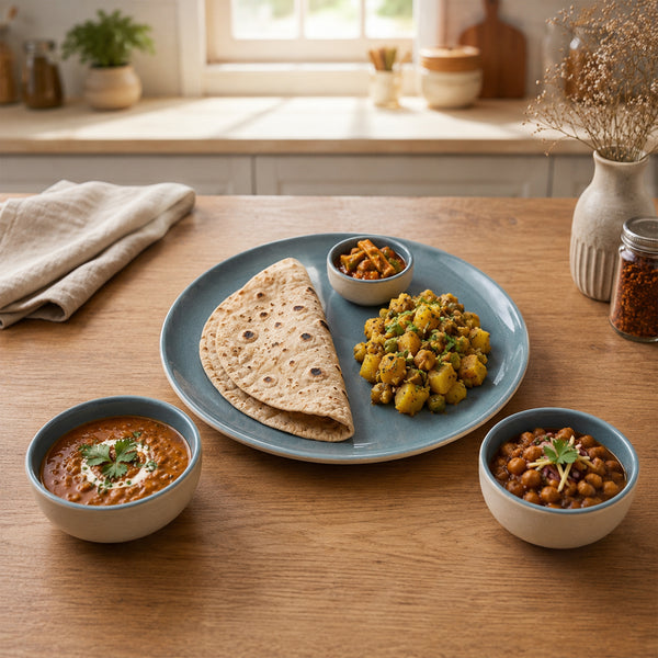 Organic Grey Ceramic Dinnerware Set - 8 Pieces