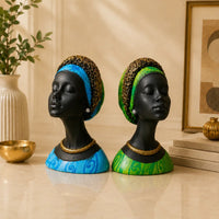 Regal Noir & Gold Sculptural Bust Duo