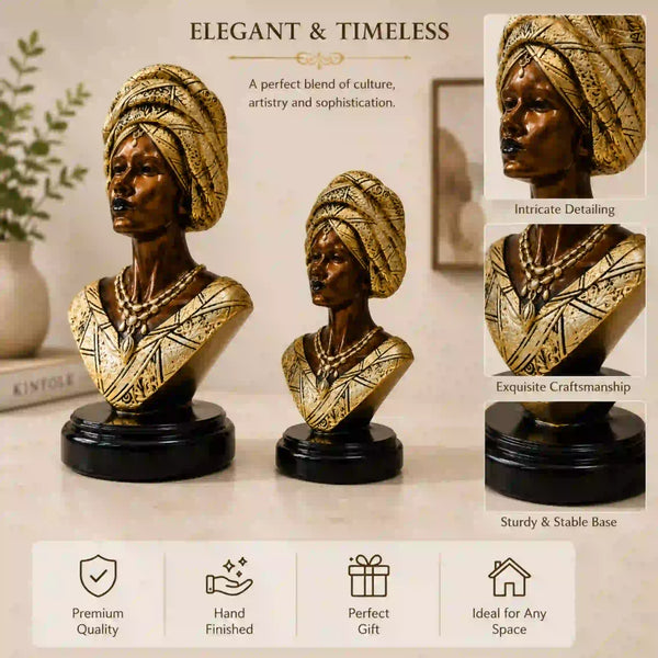 Majestic Gold & Bronze Sculptural Bust Pair (Set of 2)