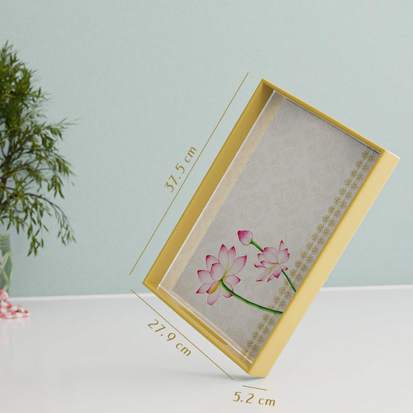 Lotus Wooden Serving Tray Set of 2