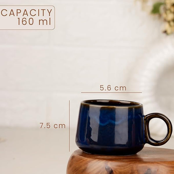 Premium Navy Blue Glaze Ceramic Tea Set | Kettle & 2 Cups
