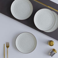 Spiral White Ceramic Dinner Plates Set of 4 – Chip-Resistant