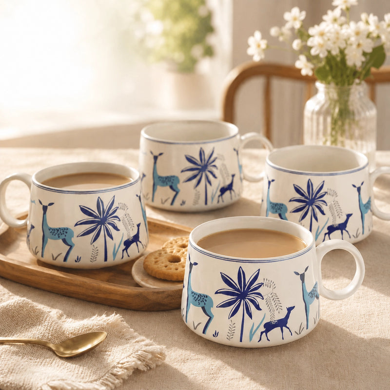 Stag Blue Tea Cups (Set of 6)