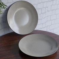 Glossy Grey Marble Ceramic Dinner Plates Set of 2