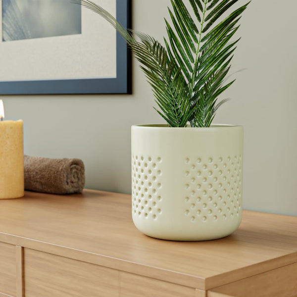 White Dotted Ceramic Clay Pots - The Earth Store - Planter