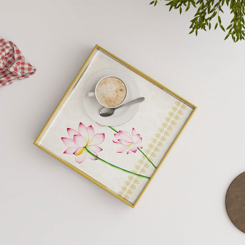 Lotus Wooden Serving Tray Set of 2