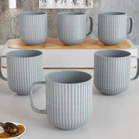 Pastel Fringe Grey Ceramic Coffee & Milk Mugs Set of 6