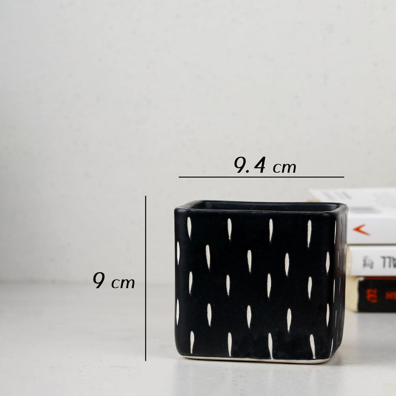 Dash Black Square Ceramic Clay Pots - The Earth Store - Planter