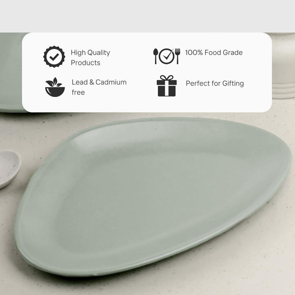 Grey Curved Triangular Ceramic Serving Platter - The Earth Store - Platters
