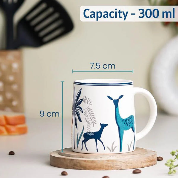 Stag Blue Hand-Crafted Ceramic Coffee Mugs Set of 6