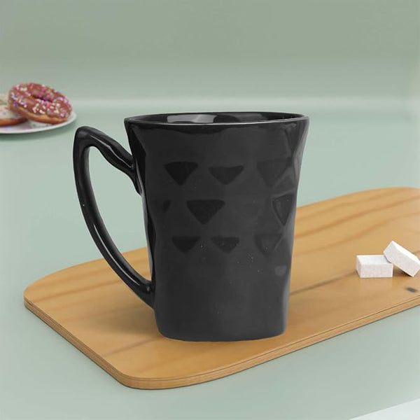 Conical Black Diamond Ceramic Mugs Set of 4 (350ML) – Premium Set
