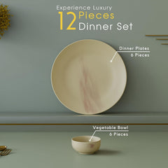 Ivory Italian Ceramic Dinner Set 12 Piece for Family of 6