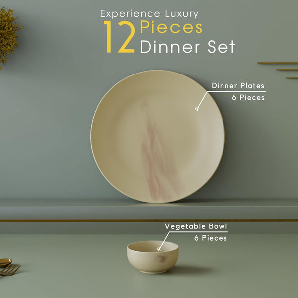 Ivory Italian Ceramic Dinner Set 12 Piece for Family of 6