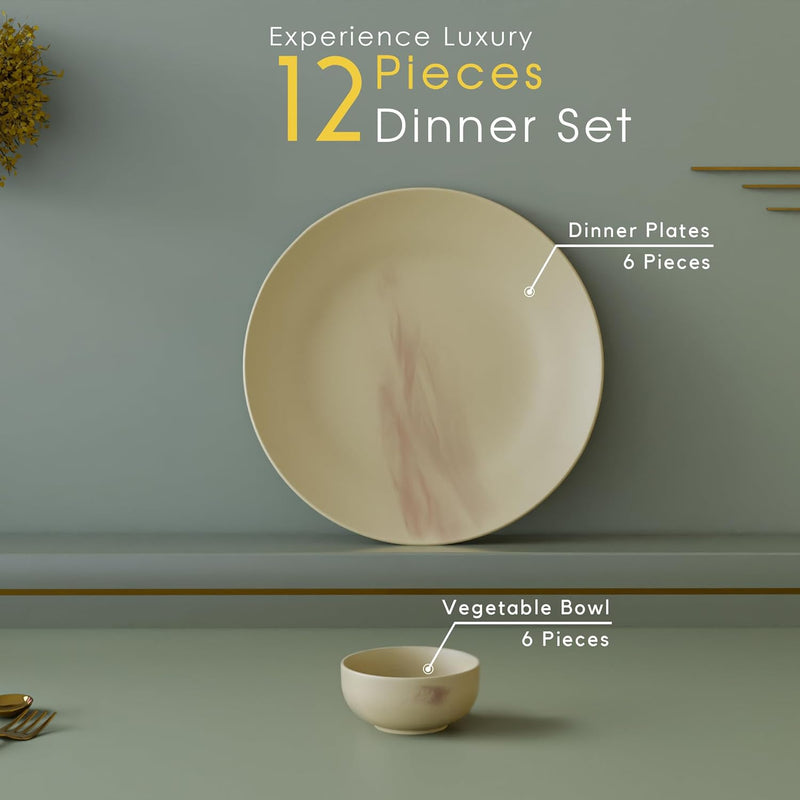 Ivory Italian Ceramic Dinner Set 12 Piece for Family of 6
