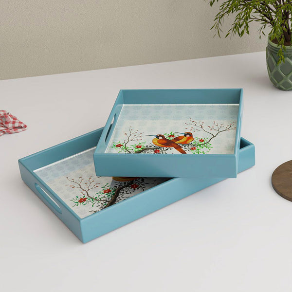Birds Wooden Serving Tray Set of 2