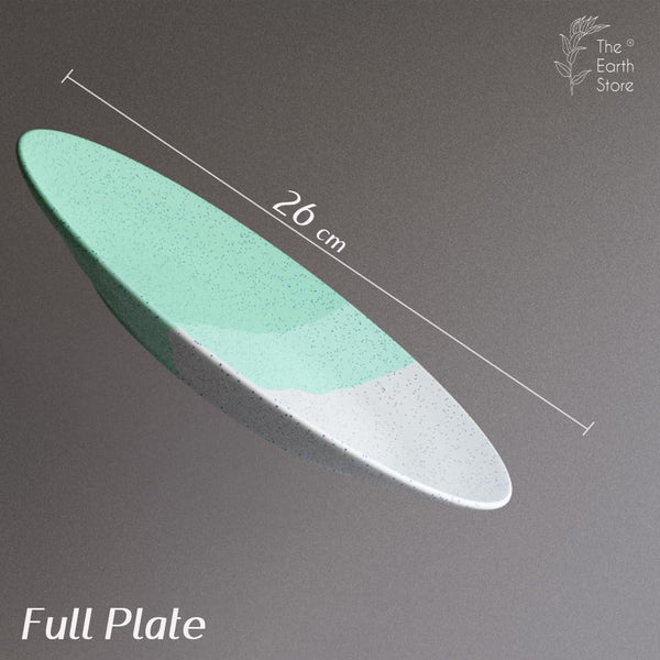 TT Green Matte Ceramic Dinner Set 12 Piece for Family of 4