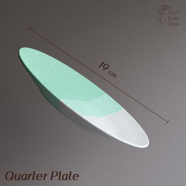 TT Green Matte Ceramic Quarter Plates Set of 6 – Chip-Resistant