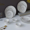 Brown Spiral Ceramic Dinner Set 12 Piece for Family of 4 Plates and Bowls | Microwave & Dishwasher Safe