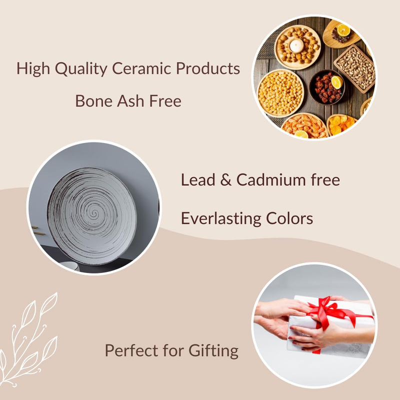 Brown Spiral Ceramic Dinner Set 12 Piece for Family of 6