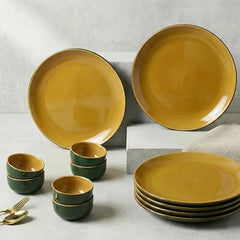 Mustard Novelle 12-Piece Ceramic Dinner Set For 6