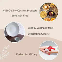 White Matte Brown 10-Inch Ceramic Plate & Bowl Set