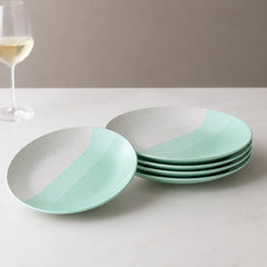 TT Green Matte Ceramic Quarter Plates Set of 6 – Chip-Resistant