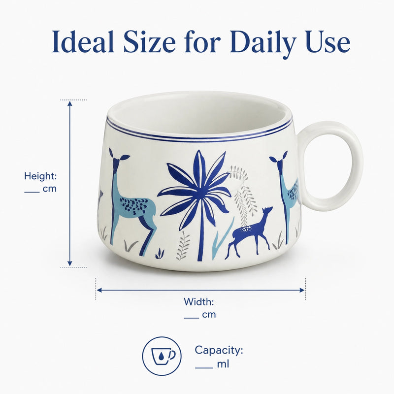 Stag Blue Tea Cups (Set of 6)