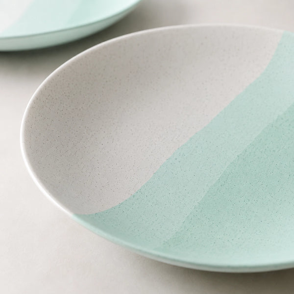 TT Green Matte Ceramic Quarter Plates Set of 6 – Chip-Resistant