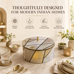 Geometric Elegance Wooden Casserole with Lid - 1800 ml