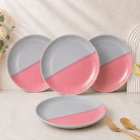 Grey Pink Ceramic Quarter Plates - Set of 4
